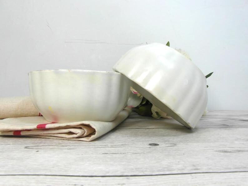 2 Digoin white ceramic milk coffee bowls
