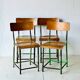 Chaises d'école vintage, ensemble de 4