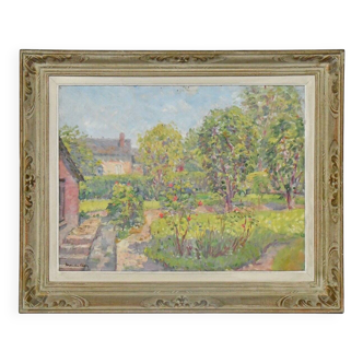 Maurice Léan (20th century) The garden in bloom Oil on canvas