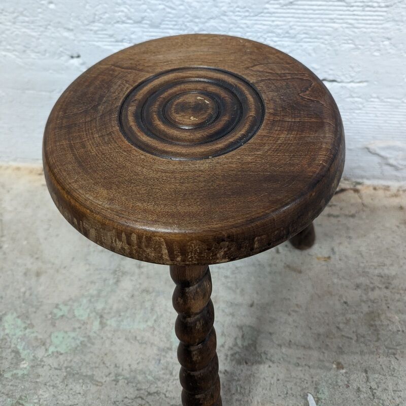 Turned wooden tripod stool
