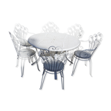 Set table + 6 armchairs garden Wrought iron 80s