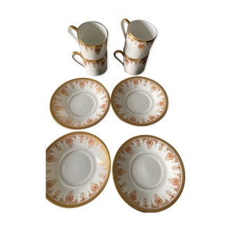 Limoges porcelain cup and under cup set signed Georges BOYER