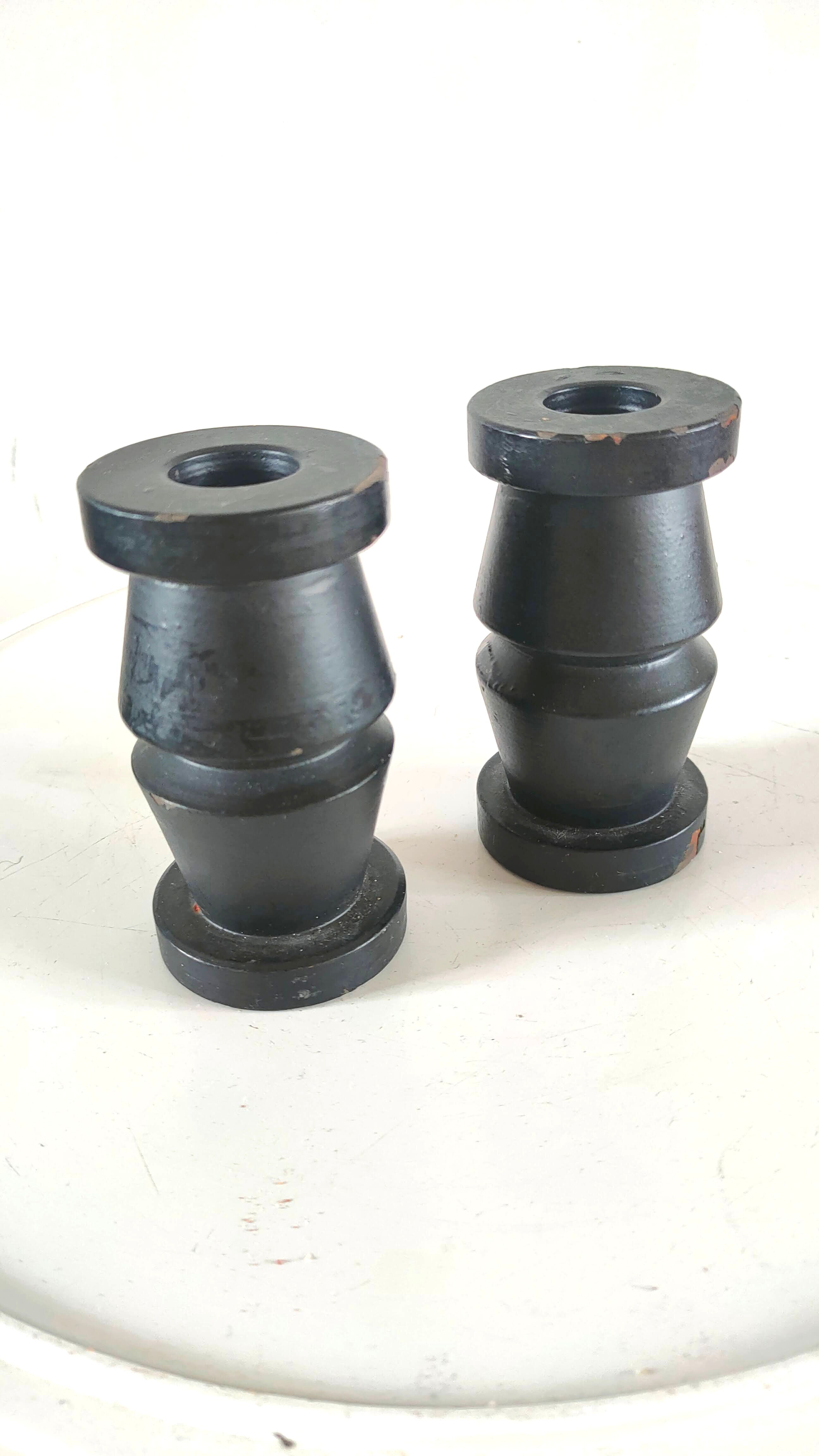 Pair of cast iron candle holders Scandinavian design 70s