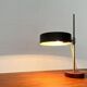 Mid-century minimalist table lamp with a teak veneer base, 1960s.