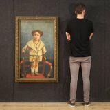 Peinture italienne portrait d'enfant signée et datée