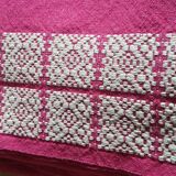 Nappe et 8 serviettes brodées basque ancienne rouge bordeaux