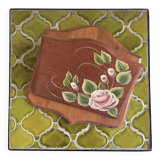 Porte courrier lettres en bois décor de roses