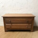 Low oak chest of drawers