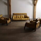 Percival Lafer MP-81 lounge chairs in yellow leather, Brazil 1970s