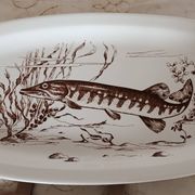 Service à poisson plat et 6 assiettes - faience de gien