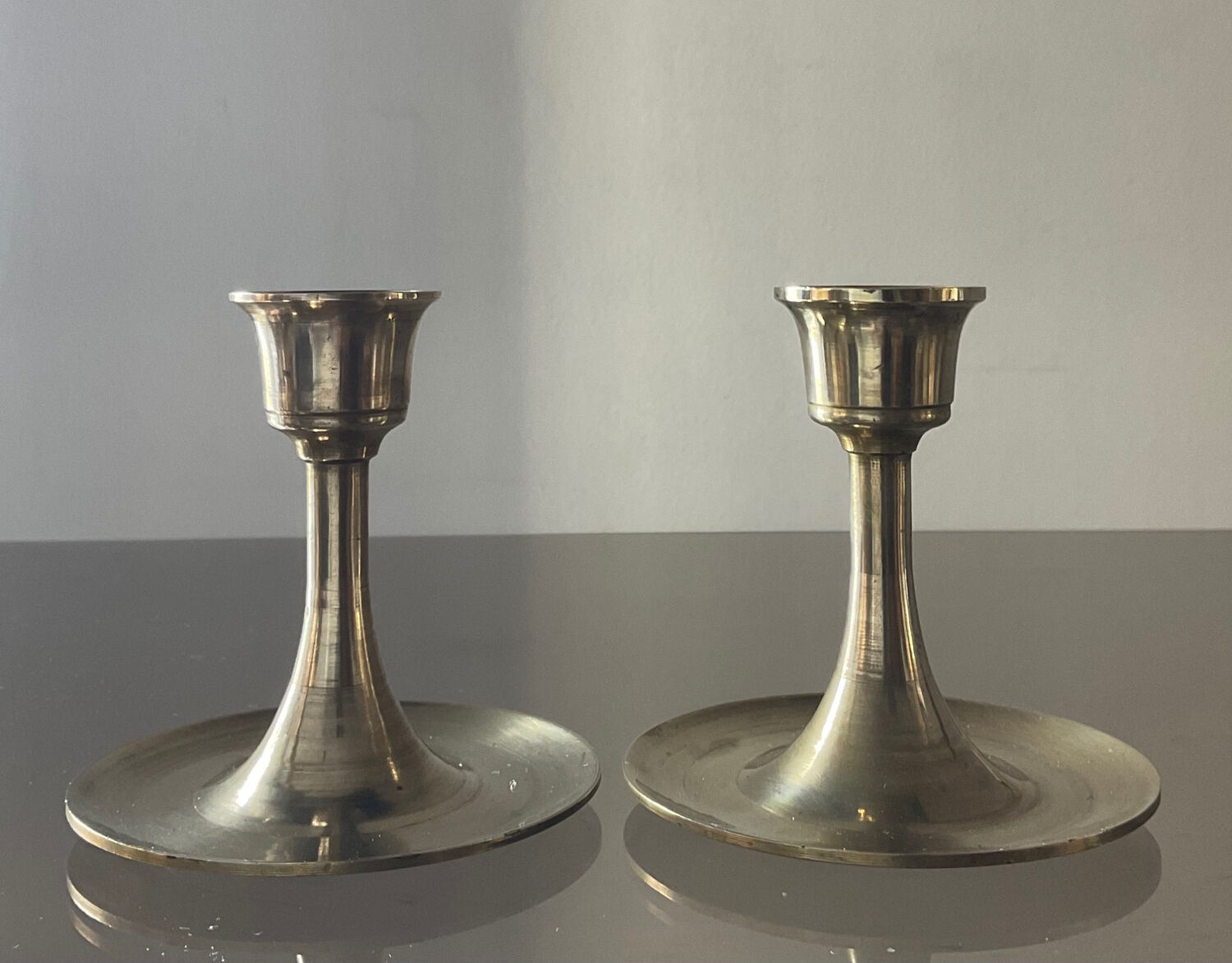 Pair of vintage brass candle holders