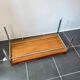 Table basse teck scandinave pieds chromés vintage 1960