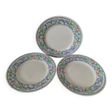 3 plates Churchill England mosaic and floral design