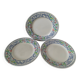 3 plates Churchill England mosaic and floral design