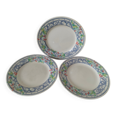 3 plates Churchill England mosaic and floral design
