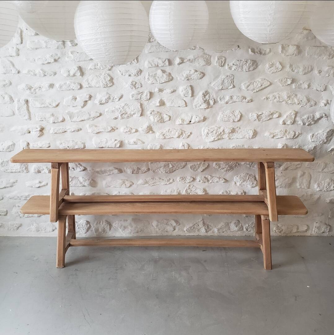 Pair of solid oak benches