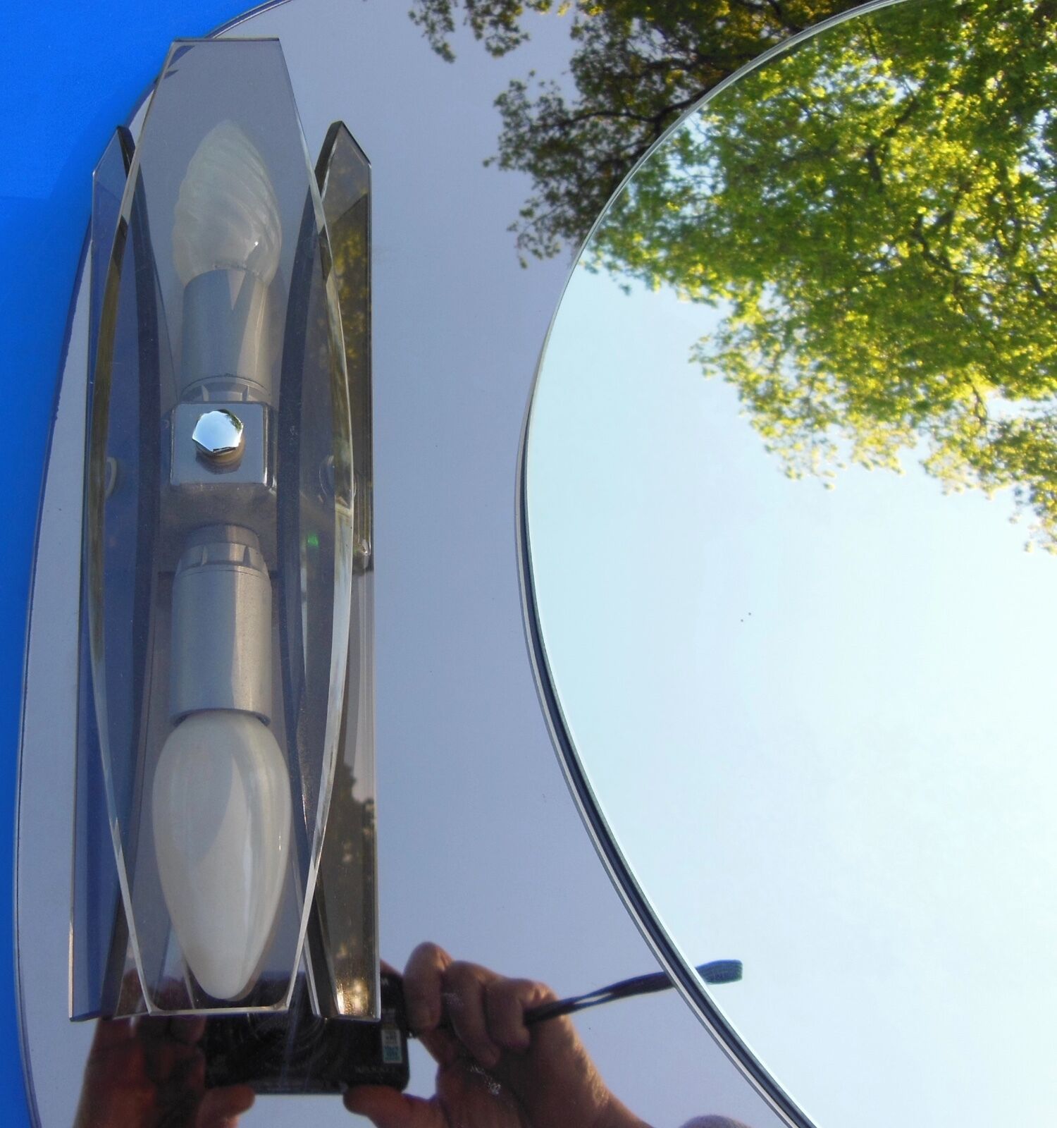 Mirror Fontana Arte with wall lamps