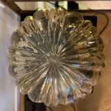 Table lamp with an antique golden streaked globe and a golden foot