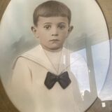 Colorized photo portrait of little boy