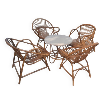 Salon de jardin rotin et bambou