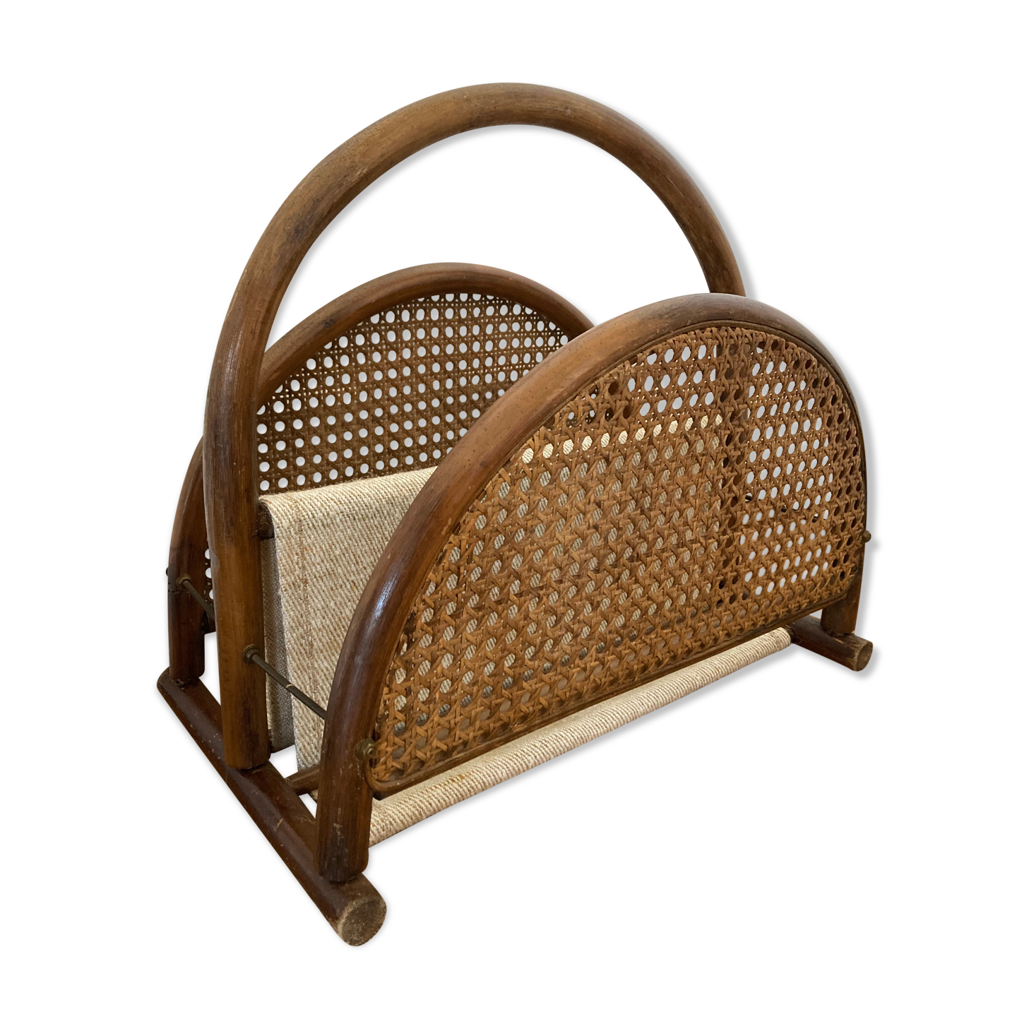 Review door in canning rattan and fabrics