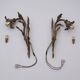 Paire d'appliques murales Art Nouveau antiques en bronze doré à fleurs de lys et feuillages, années 1890, françaises, recâblées