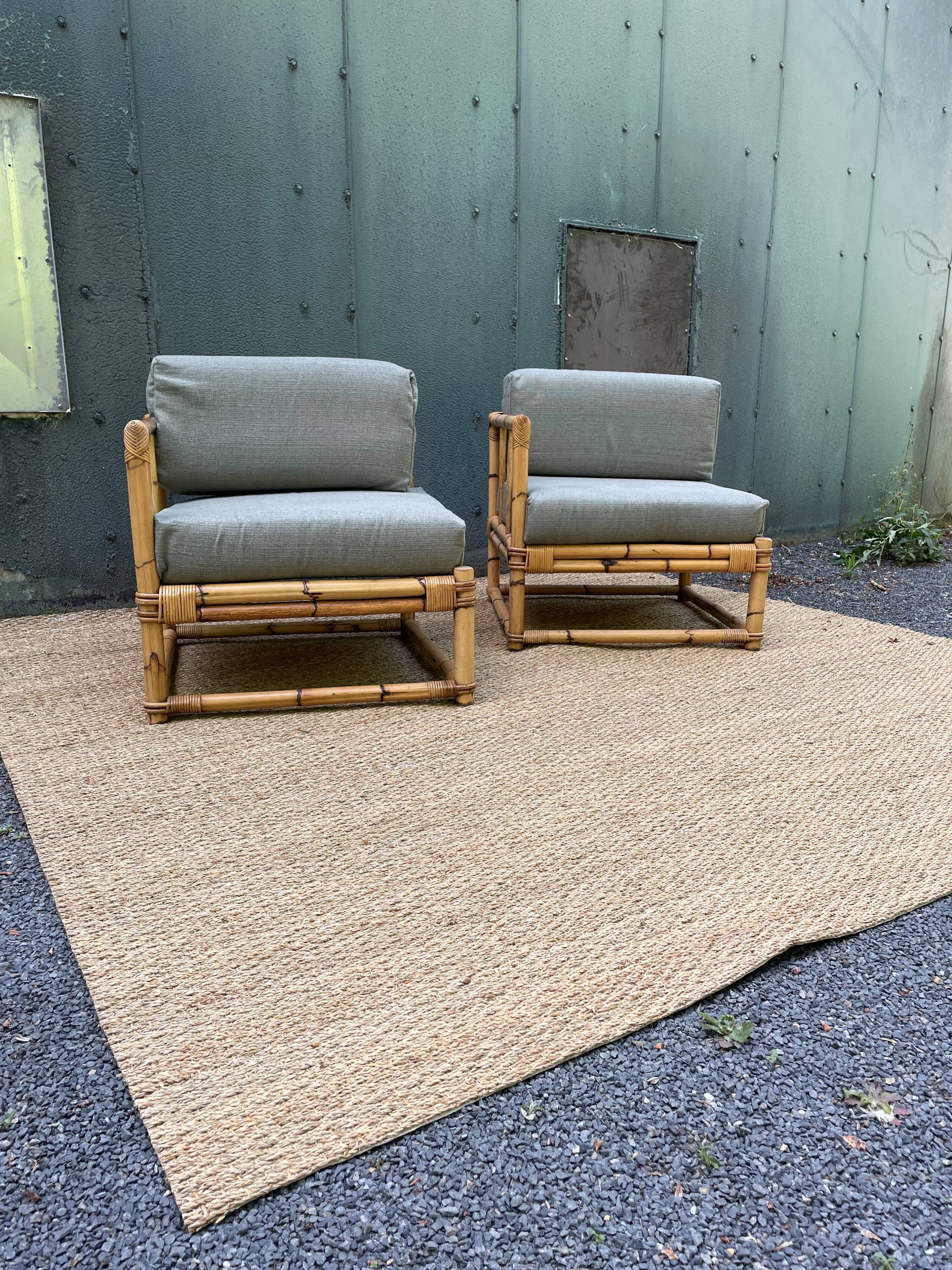 Paire de fauteuils en rotin vintage