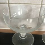 3 vintage coupe glasses in semi-crystal, for champagne or dessert.