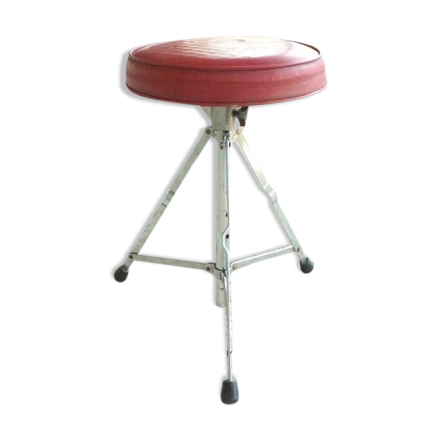 Vintage skai and metal, folding stool