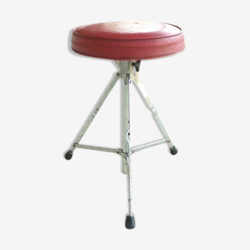 Vintage skai and metal, folding stool