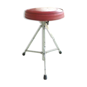 Vintage skai and metal, folding stool