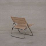 Niels Gammelgaard 'Cox' Folding Linen Mid-Century Chrome Lounge Chair