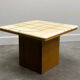 Graphic travertine tile coffee table on oak base, 1970s