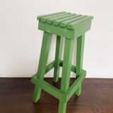 Wooden slatted stool