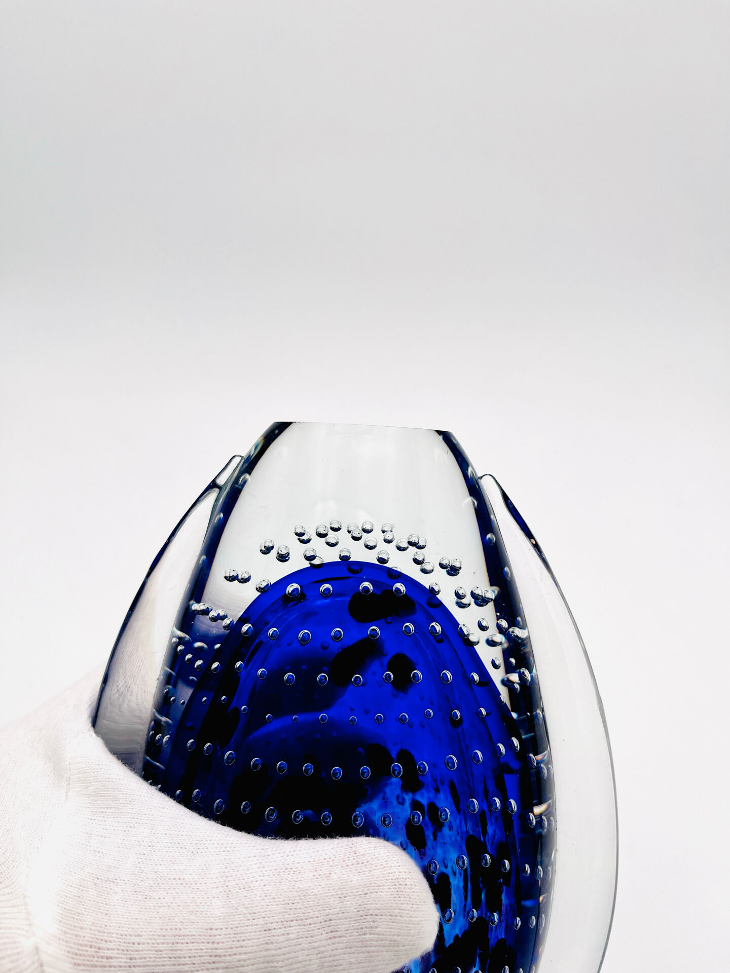 Murano Vase Sommerso Bullicante Cobalt Blue 1960s