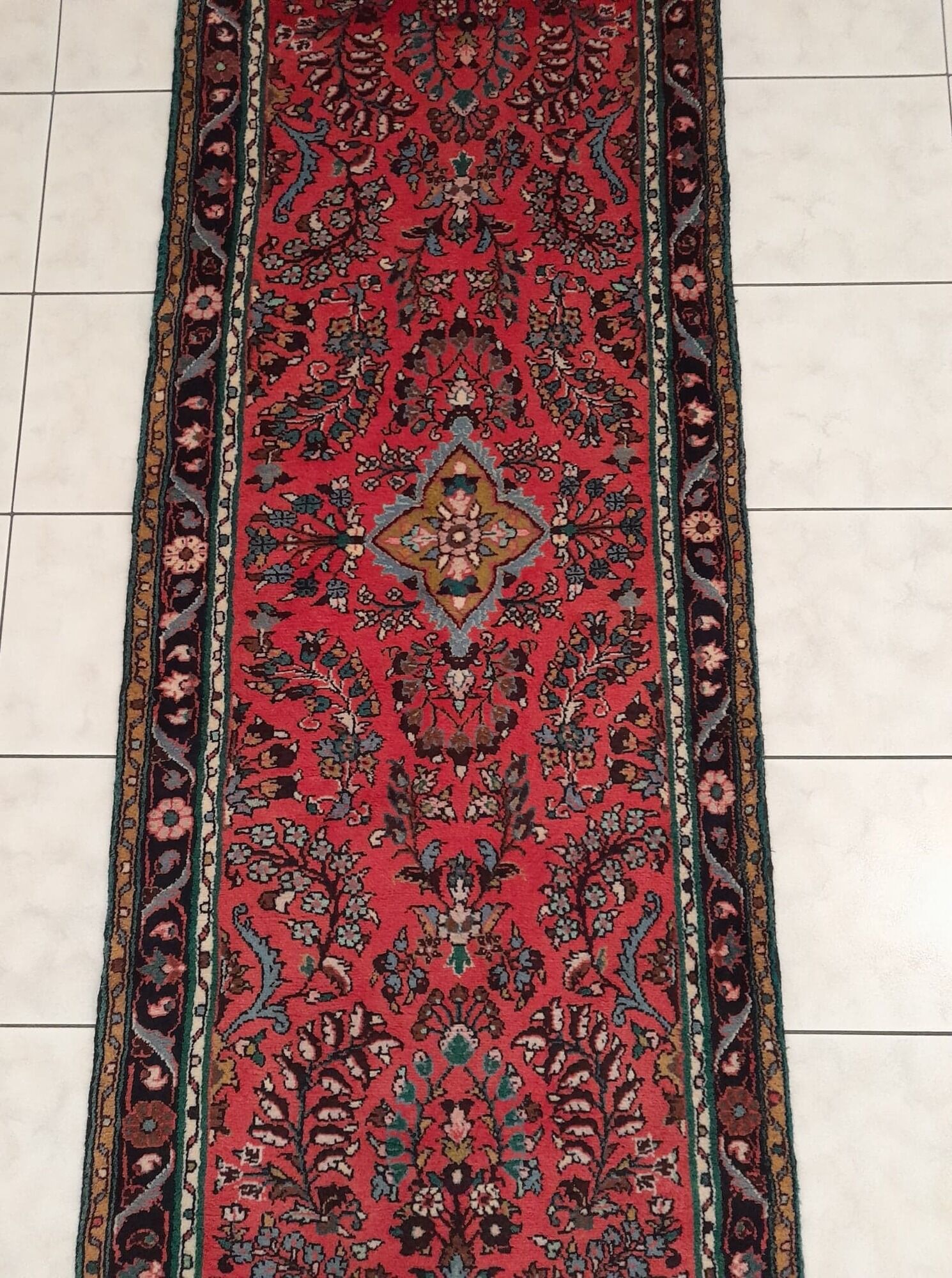 Handmade Persian Sarough hallway rug 320x84cm
