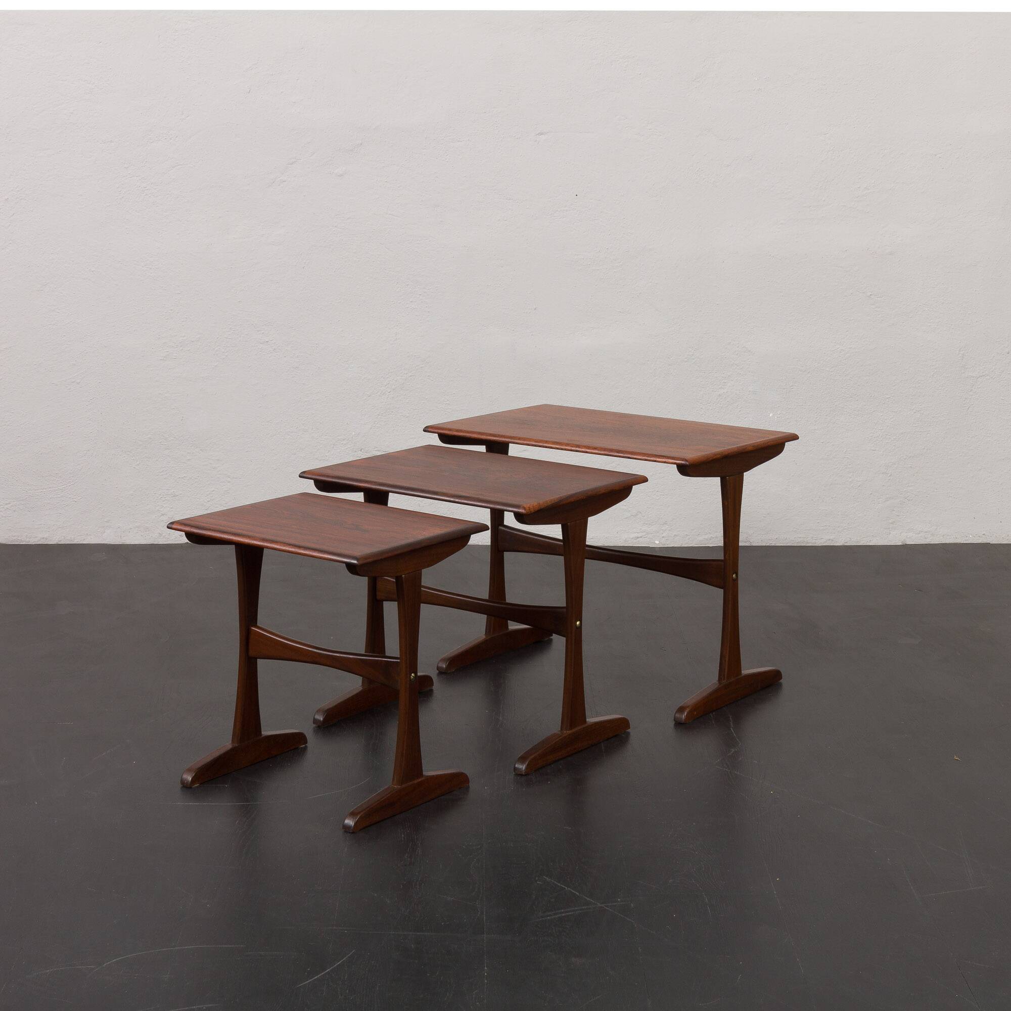 Kai Kristiansen rosewood nesting tables for Vildbjerg Möbelfabrik, Denmark