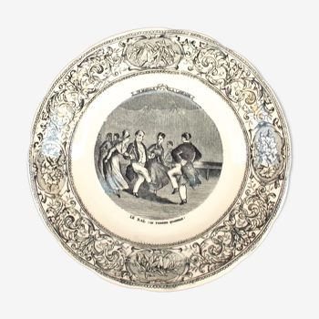 Assiette decorative porcelaine de gien "en mariage" n°11 le bal