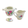Ancient milk pot and sugar bowl in earthenware decorated with ancient roses