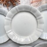 12 Vintage Terre de Fer White Plates + Small Gold White Porcelain Plates LIMOGES