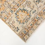 2x10 Orange & Navy Blue Floral Vintage Runner Rug, 73x297Cm