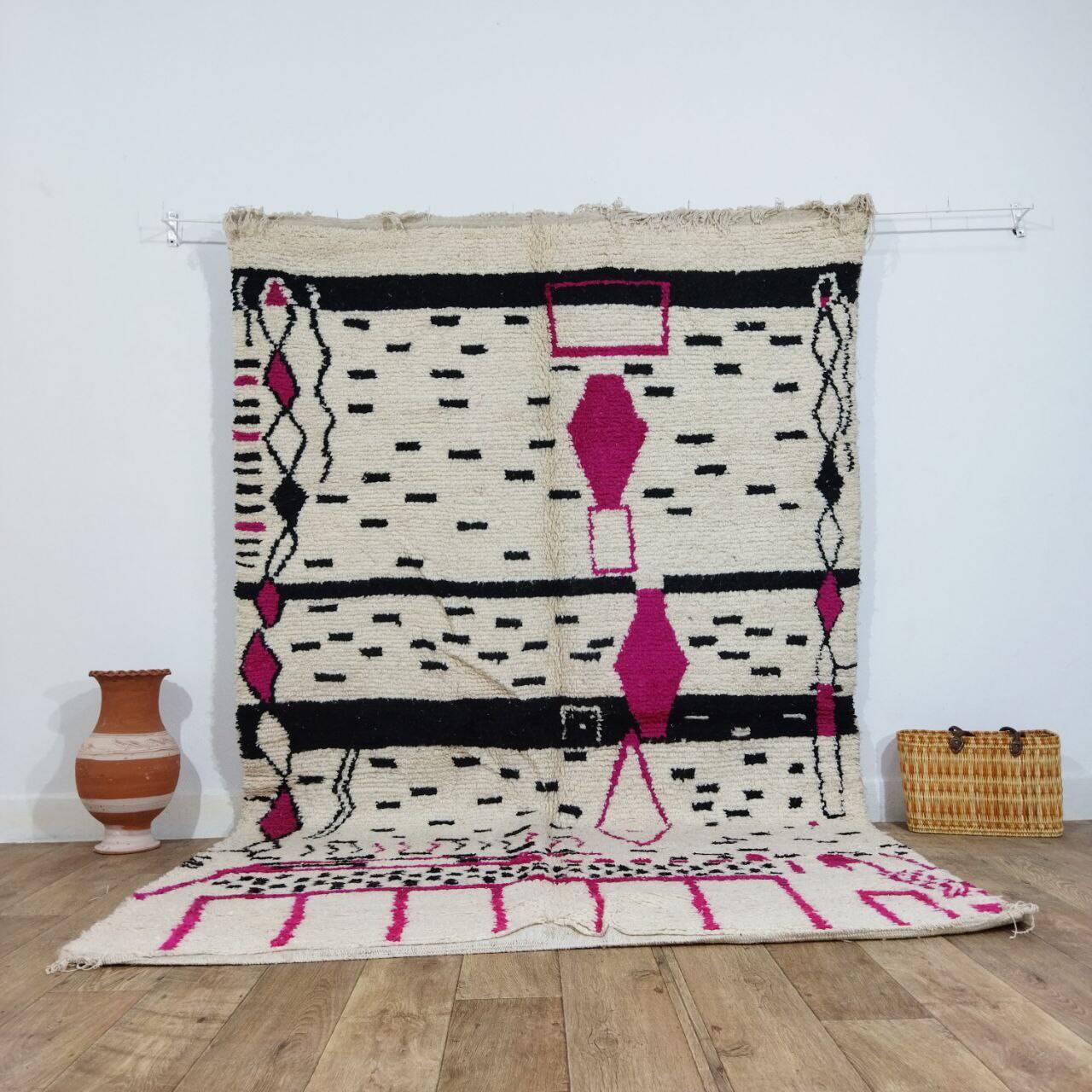 Handmade wool Berber rug 284x178 cm