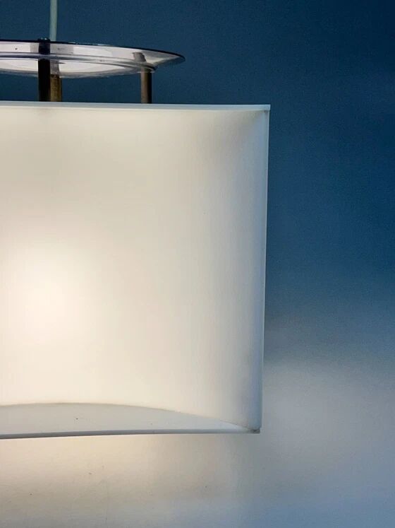Lampe pendentif blanche vintage Cube, époque spatiale, années 1970