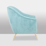 Paire de fauteuils en velours côtelé. Travail contemporain.