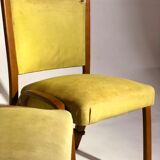 Pair of vintage Bow wood chairs for Steiner - Fabric and wood