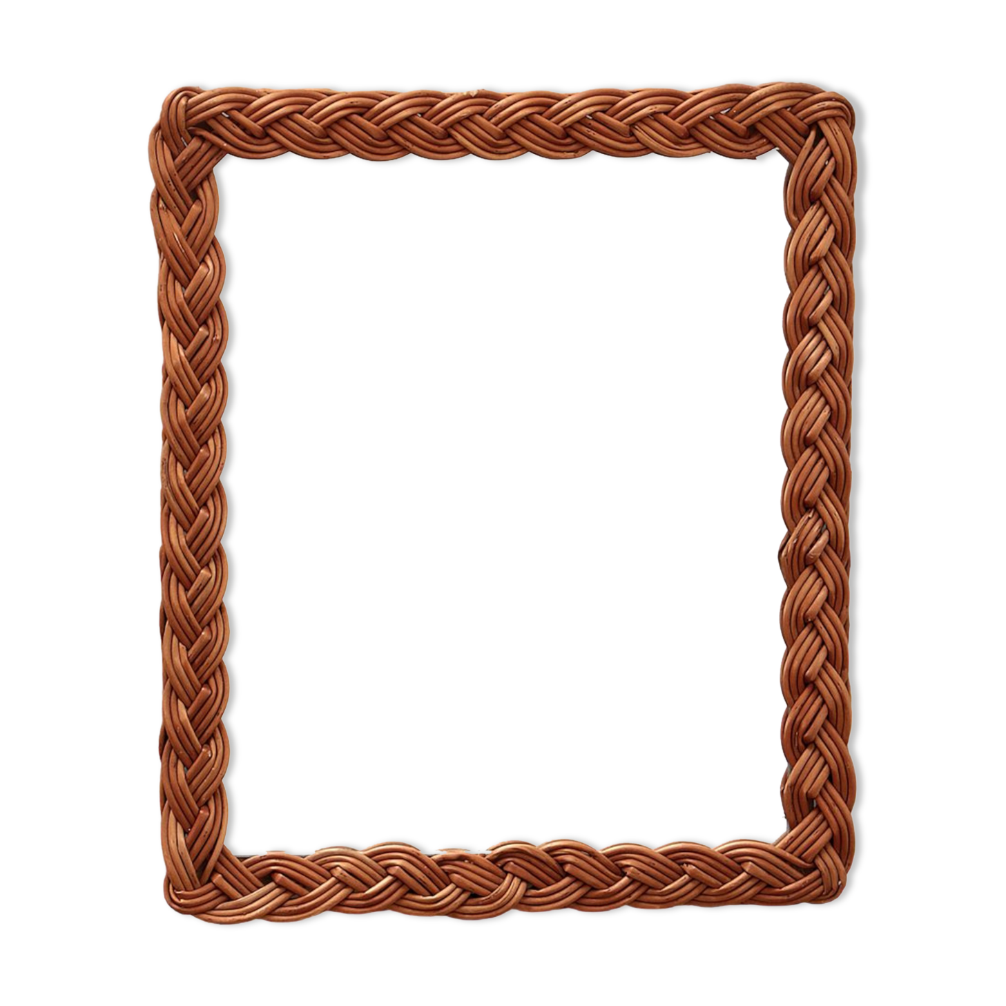Vintage french wall mirror in rattan, 1960s
