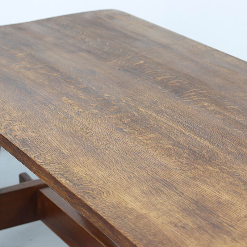 Vintage Rustic Brutalist Dining Table from Oak