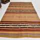 Tapis kilim vintage turc rayé multicolore à motifs géométriques, 190x320 cm
