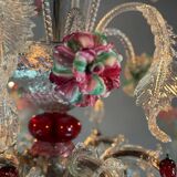Venetian chandelier in multicolored Murano glass, 6 light arms circa 1920