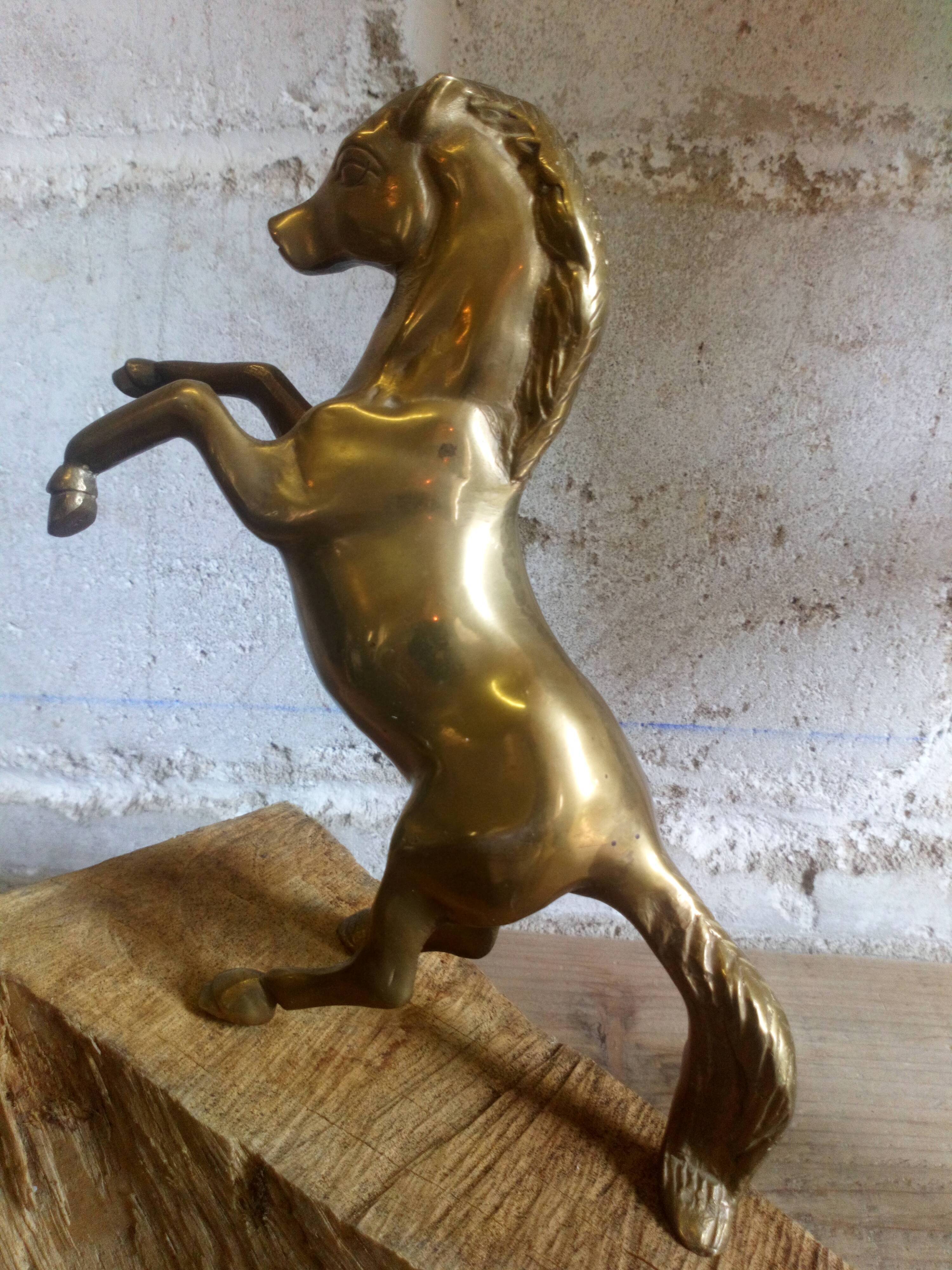 Cheval cabré en laiton massif